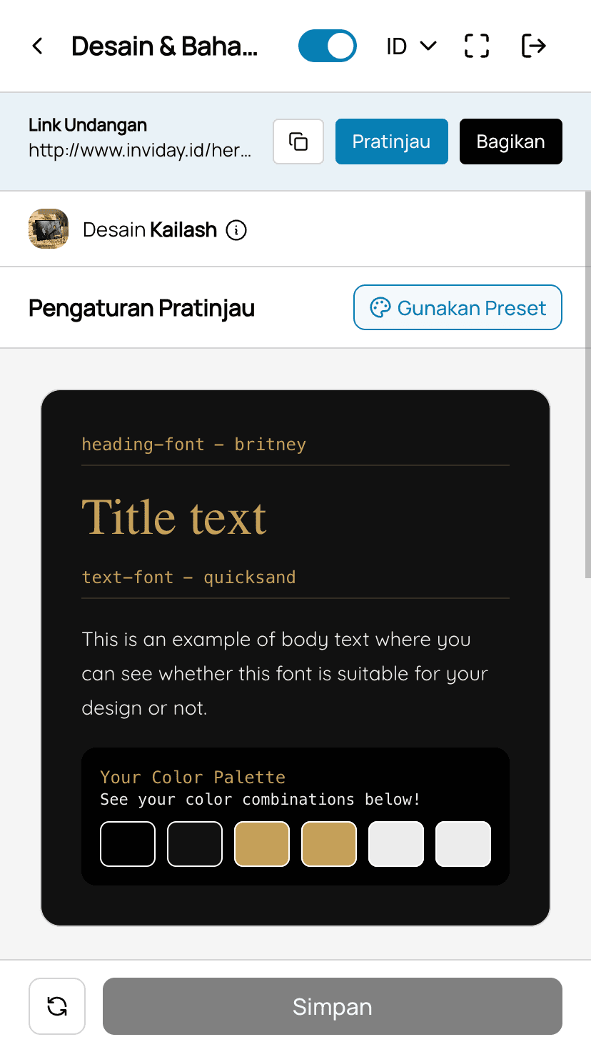 Kustom Warna & Font