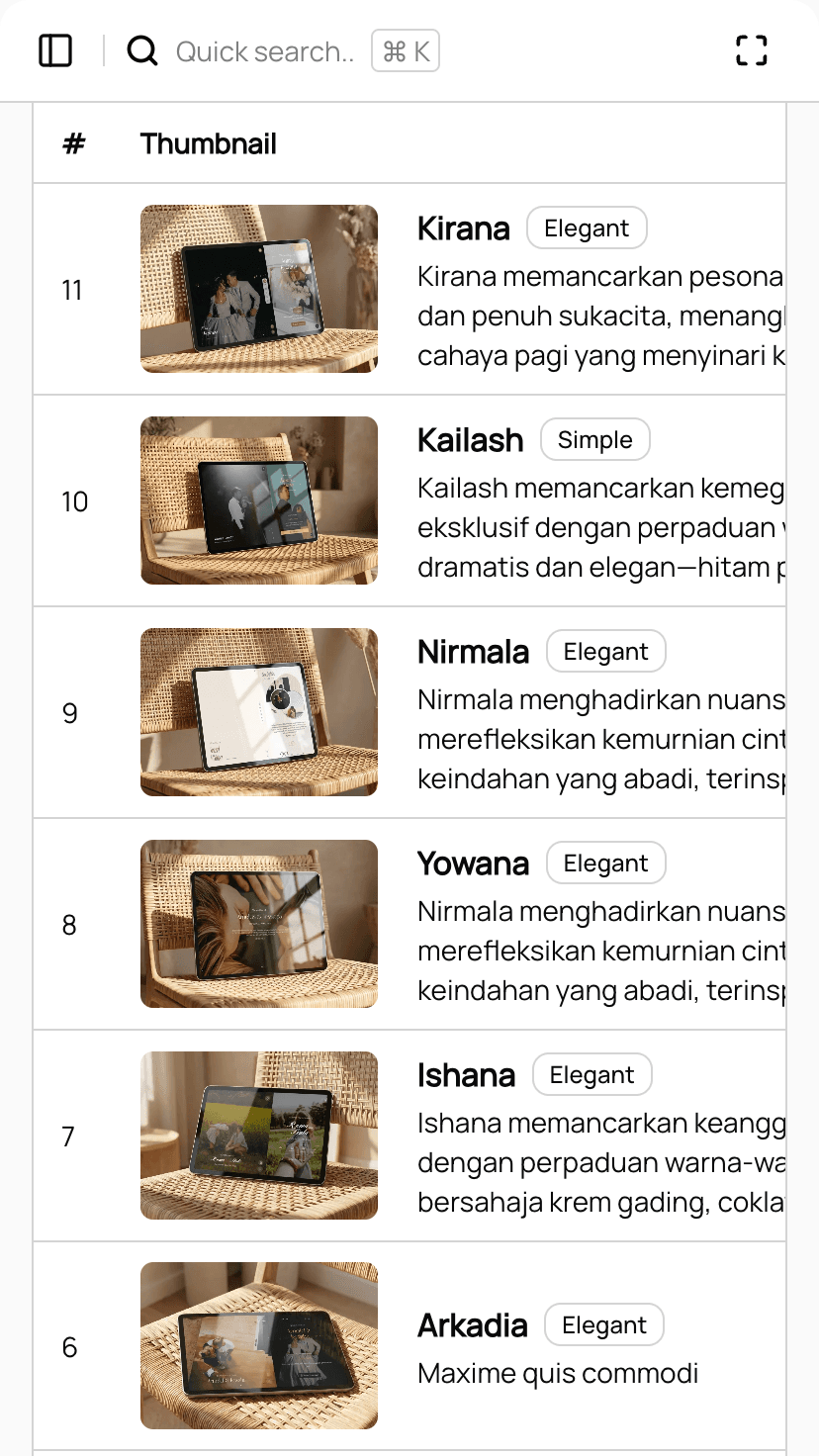 Tema Desain Beragam