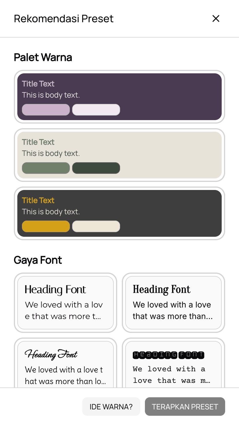 Preset Siap Pakai